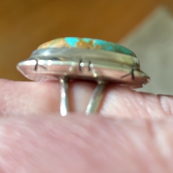 Native American High Grade Mountain Turquoise Ring Signed Sz6 almost 9g - Picture 15 of 15